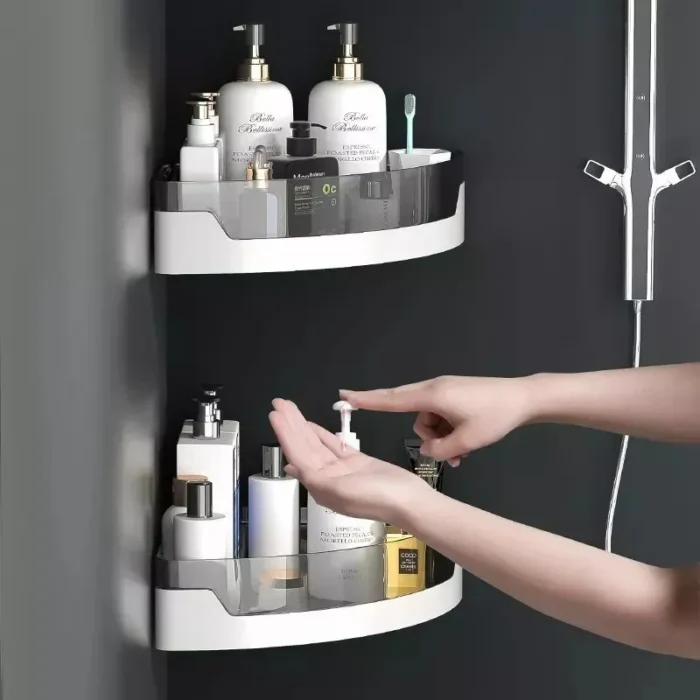 Organizador Esquinero Adhesivo Estante Baño Blanco - Imagen 2