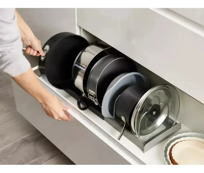 Organizador Alacena Cocina Sartén Ollas Mesada Tablas Metal Negro - Imagen 4