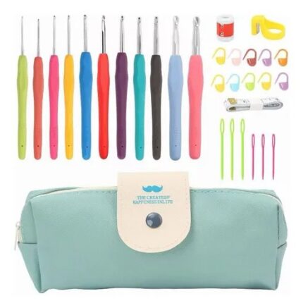 Set Crochet 30 Piezas Kit Agujas Silicona Costura
